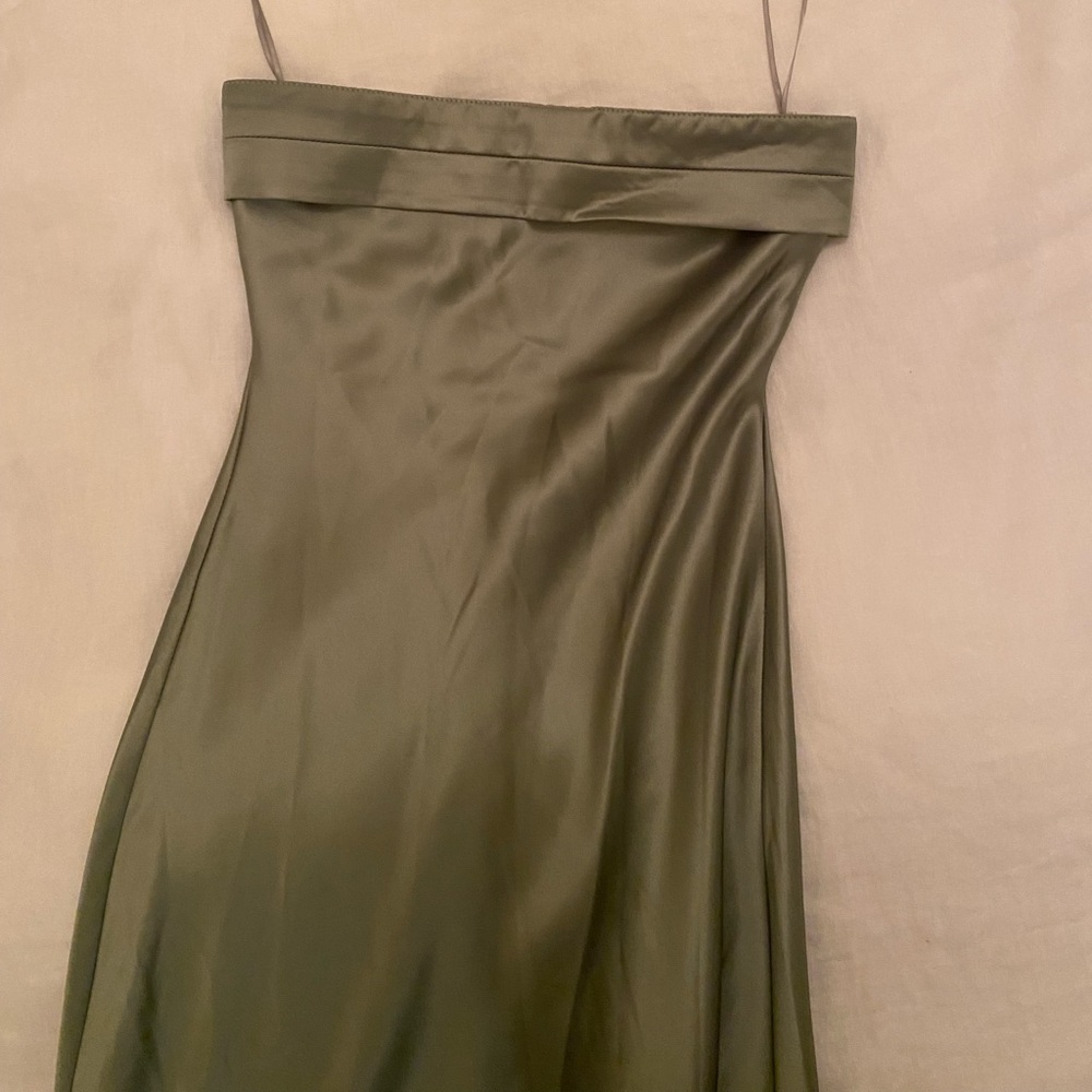 SOLD Altar’d state • Olive green strapless maxi dress • O